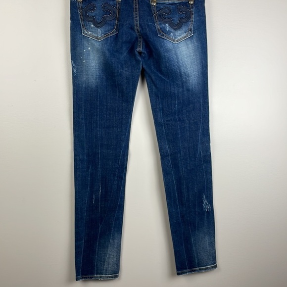 Rerock for Express Jeans Size 8 Distressed/Paint Stretch Skinny - Picture 9 of 14